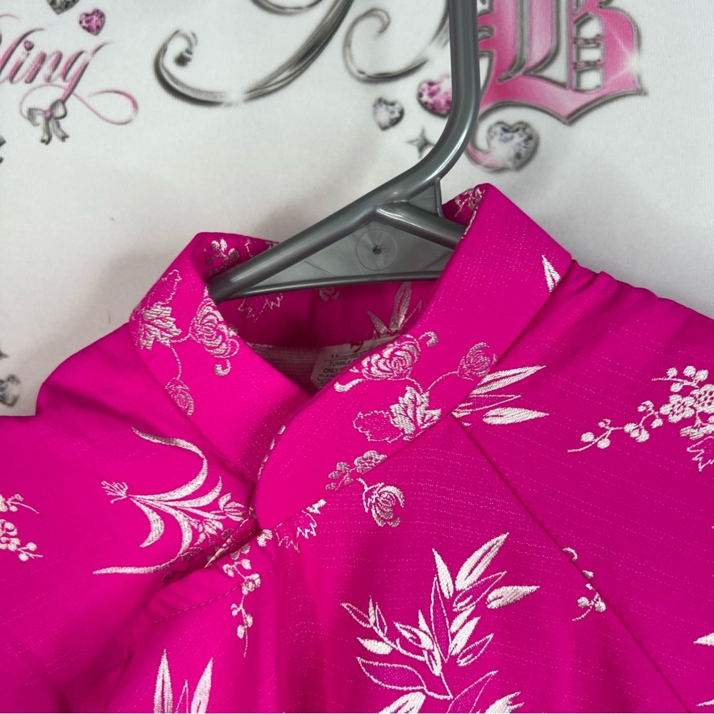 Dress 100% silk Japanese style wrap soft bright neon Pink Floral Kimono Robe - Picture 6 of 10